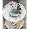 Decoration Crown Round Coffee Table End Table Metal Sofa Side Tables, Small Creative Corner Table for Living Room Balcony Bedroom Nightstand Home Décor Furniture (Golden White)