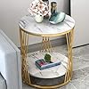 51-JNiMCTrL._SS100_ Decoration Crown Round Coffee Table End Table Metal Sofa Side Tables, Small Creative Corner Table for Living Room Balcony Bedroom Nightstand Home Décor Furniture (Golden White)