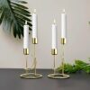 Modern Crescent Moon Candle Holders/Gold Metal Stand Set of 2 /Decorative Table Centerpiece/Golden Home Decor/Diwali Decoration
