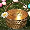 Set Of 2 Metal Meshwire Hamper Shagun Basket / Tray Platter For Packing & Serving Fruits, Sweets & Gifts (Round)( Powder Coated Gold)