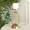 Behoma Metal Candle Holder Stand with Gold Finish | Decorative Pillar Candle Stand for Home, Living Room, Table Centerpiece, Modern Vintage Decor (10 Inch, Small,Candle is not Included)