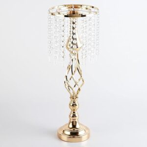 Crystal Flower Candle Holder Stand,Golden Crystal Candle Holder Stand for Table Centerpieces,Table Wedding Flower Vase, Candlesticks Home Decor
