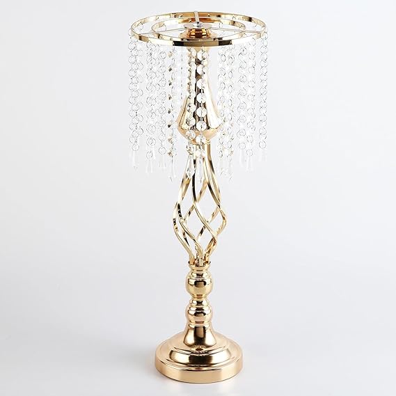 Crystal Flower Candle Holder Stand,Golden Crystal Candle Holder Stand for Table Centerpieces,Table Wedding Flower Vase, Candlesticks Home Decor