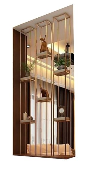 71SP9BubG-L._SY879_ Vinex Steel Industries Wooden Living Room Partition/Divider for Home/Office (V23_Gold_101.6W x 182H Centimeters)