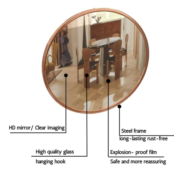 RoseGold Round Mirror in Steel Frame