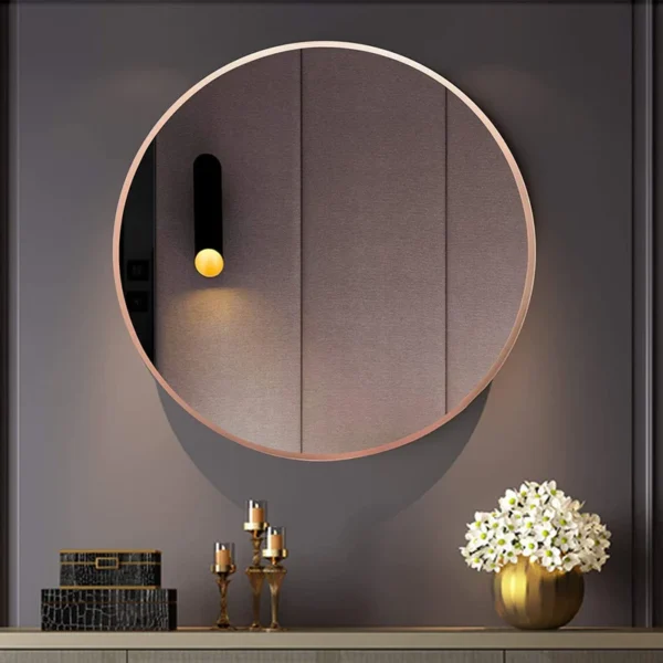 RoseGold Round Mirror in Steel Frame