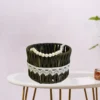 Round Rafia Basket With Beads Handle