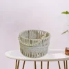 Round Rafia Basket With Beads Handle