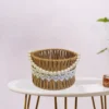 Round Rafia Basket With Beads Handle