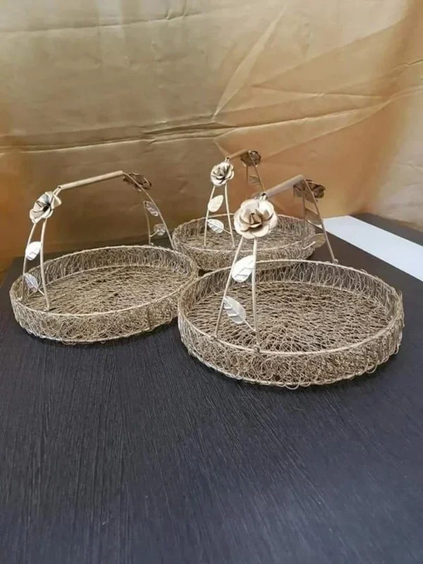 Gold Round Metal Baskit, Wire Basket