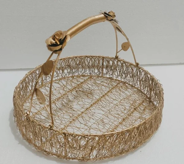 Gold Round Metal Baskit, Wire Basket