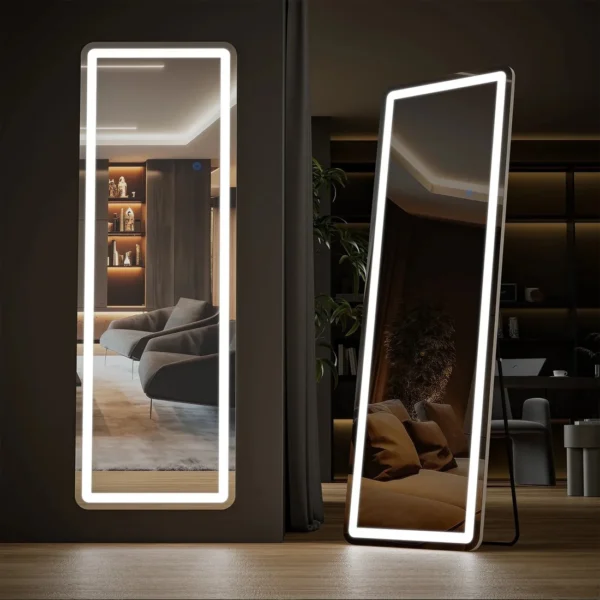 imgi_228_Gianna-71-x26-LED-Full-Length-Mirror-with-Aluminum-Frame-and-Polished-Glass-for-Bedroom_f15f4f61-e909-44d2-860c-857de569f0d1.fe4bc9bf0b8b151d337e8565ba80421e LED Full Length Sleek Designer Wall/Floor Mirror - Rectangle